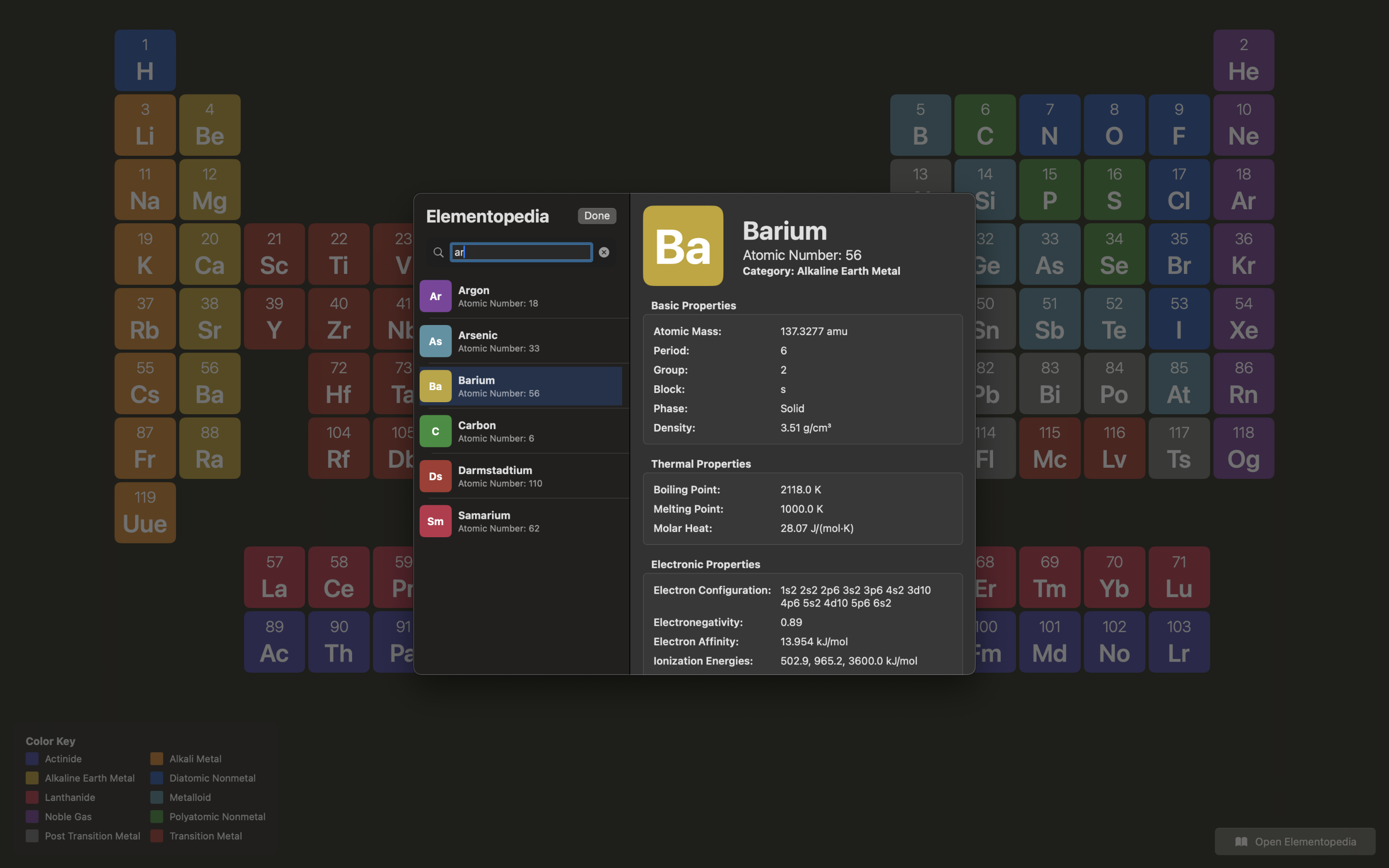 Elementopedia fast search on macOS